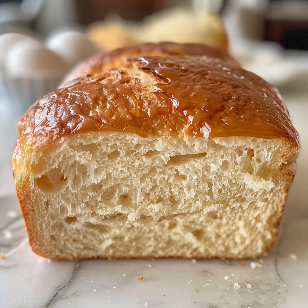 Freshly sliced fluffy sandwich bread highlighting its light and soft interior.