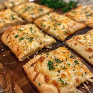 Crispy thin crust garlic cheese flatbread garnished with fresh herbs, highlighting its delicious toppings.