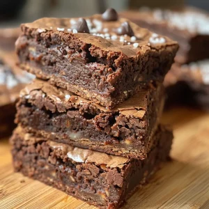 Juicy gluten-free oat flour brownies garnished with mini dark chocolate chips, presented in a casual setting.