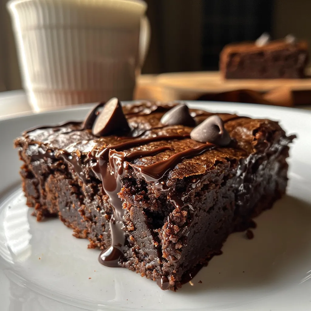 Detailed shot of gluten-free brownies with a soft, fudgy surface, highlighting their dense chocolate color.