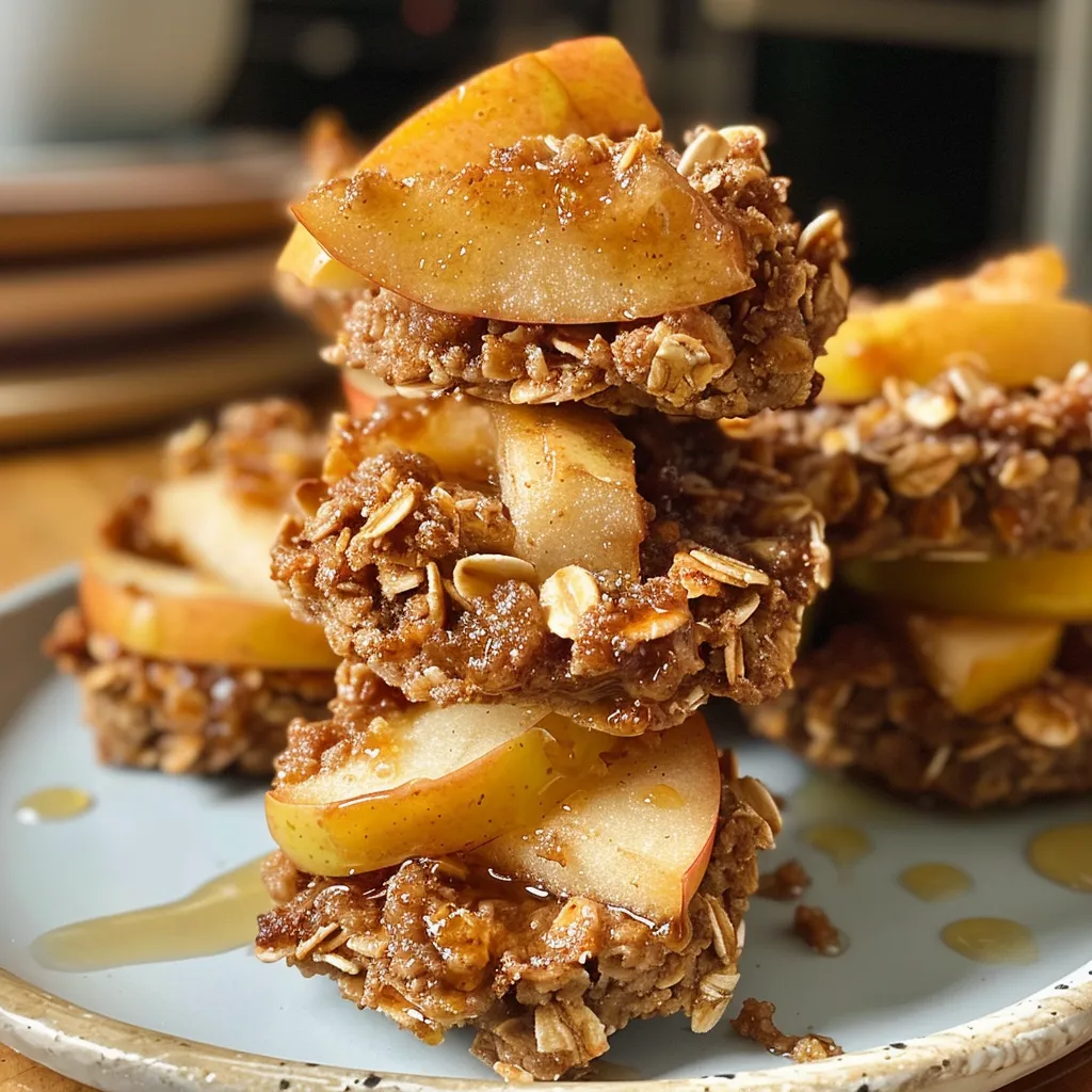 Side view of Healthy Apple Crumble Bites, highlighting the ingredients and texture.