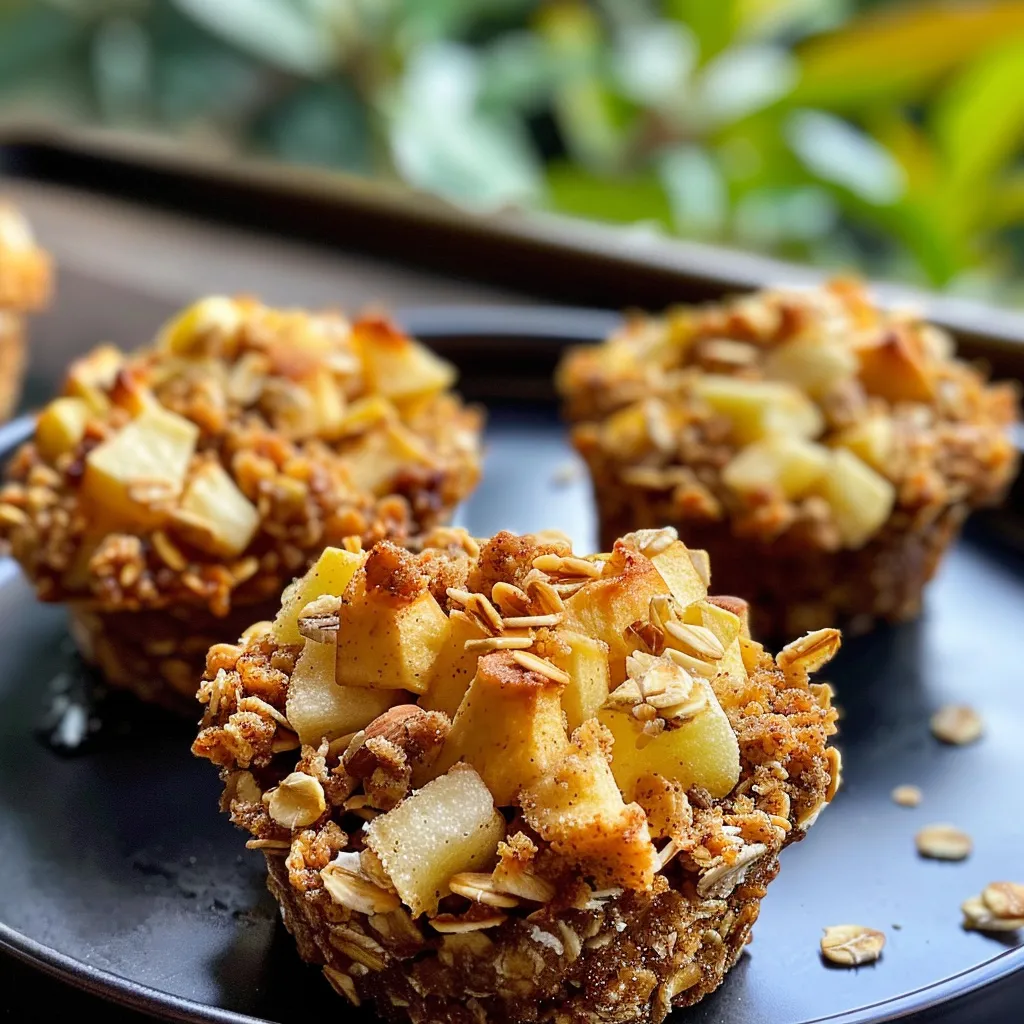 Tasty Healthy Apple Crumble Bites with a sprinkle of oats and cinnamon on top.