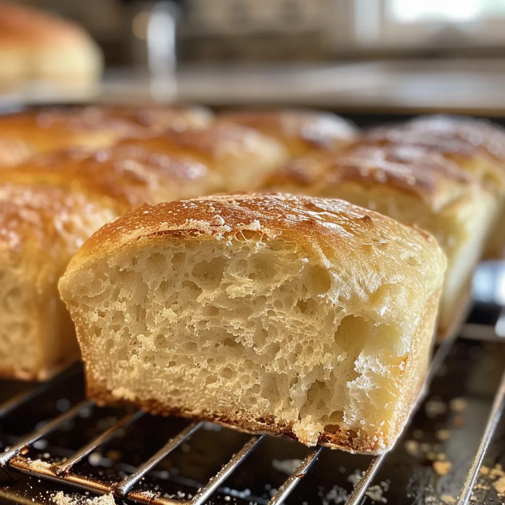 Warm, crusty loaf of bread, highlighting its soft interior.