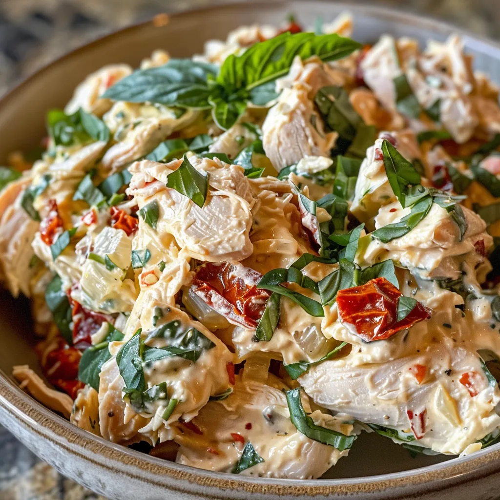 Juicy Marry Me Chicken Salad featuring sun-dried tomatoes and chicken.