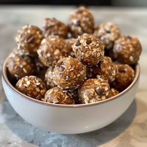 Juicy no-bake energy bites featuring chia seeds and flaxseed, displayed appealingly.