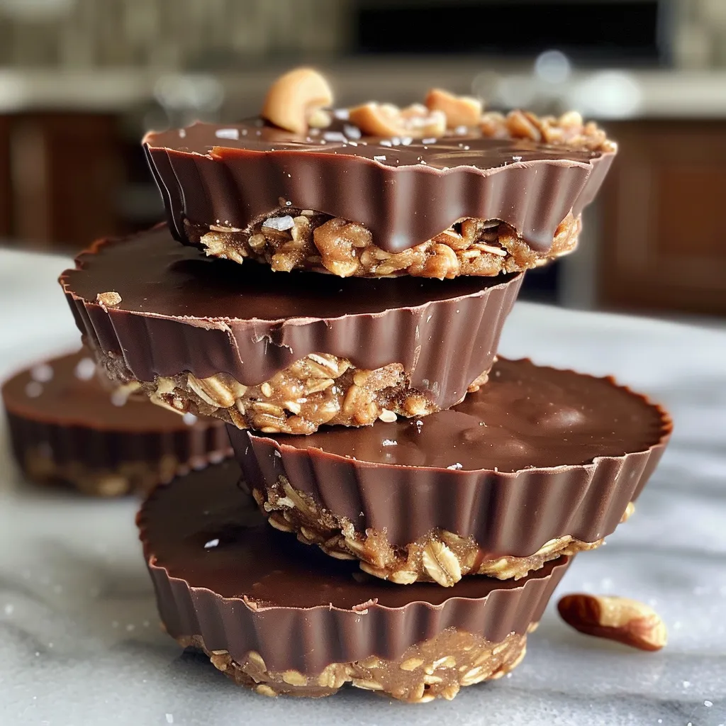 A tempting assortment of No-Bake Peanut Butter Protein Cups, revealing layers of peanut butter and optional chocolate.