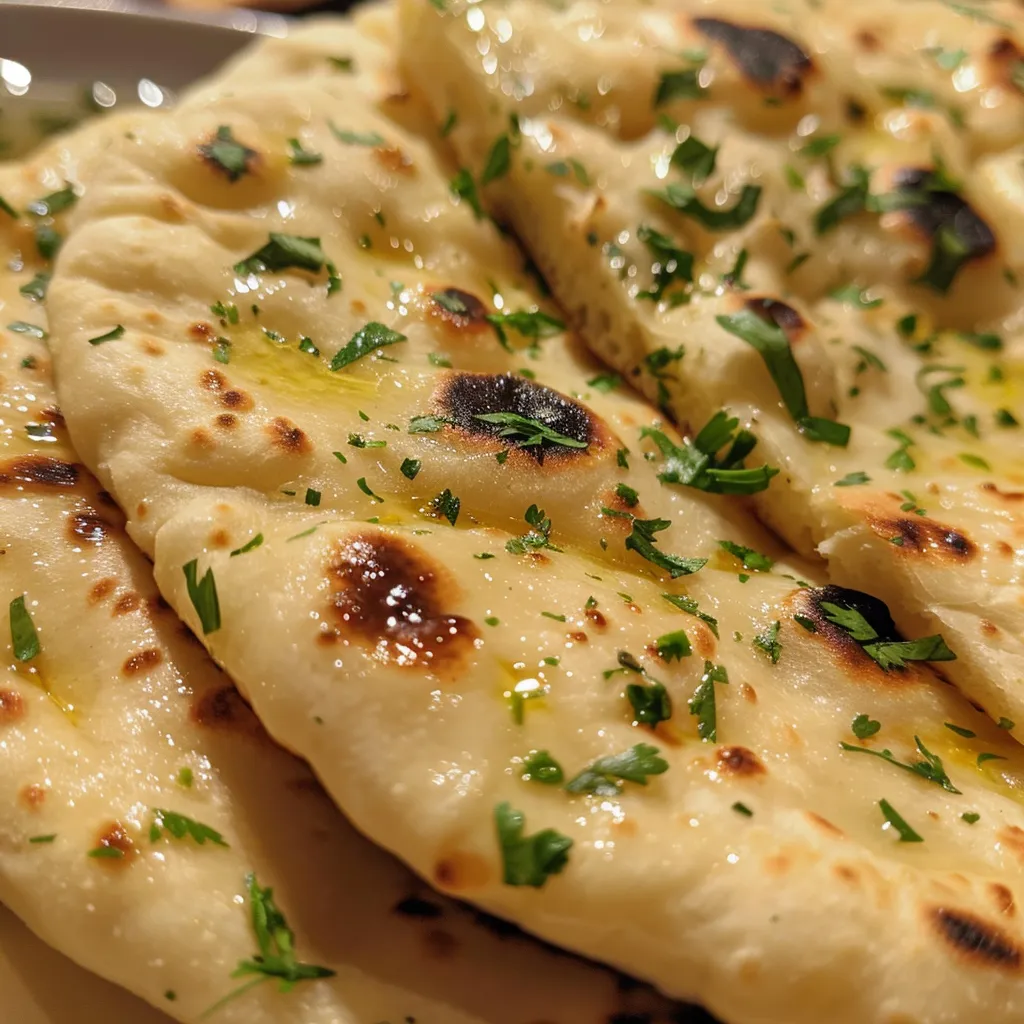 Soft, pliable flatbread stacked with a slight sheen from olive oil.