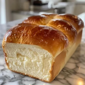 Detailed image of a soft, moist Milk Bread Loaf, highlighting its smooth surface and inviting shape.
