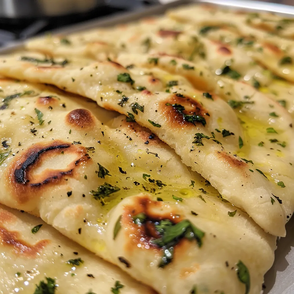 Delicious yogurt flatbread sliced to reveal its tender inside.