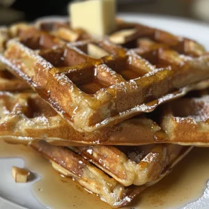 Delicious apple cinnamon waffles with a sprinkle of cinnamon and grated apple.