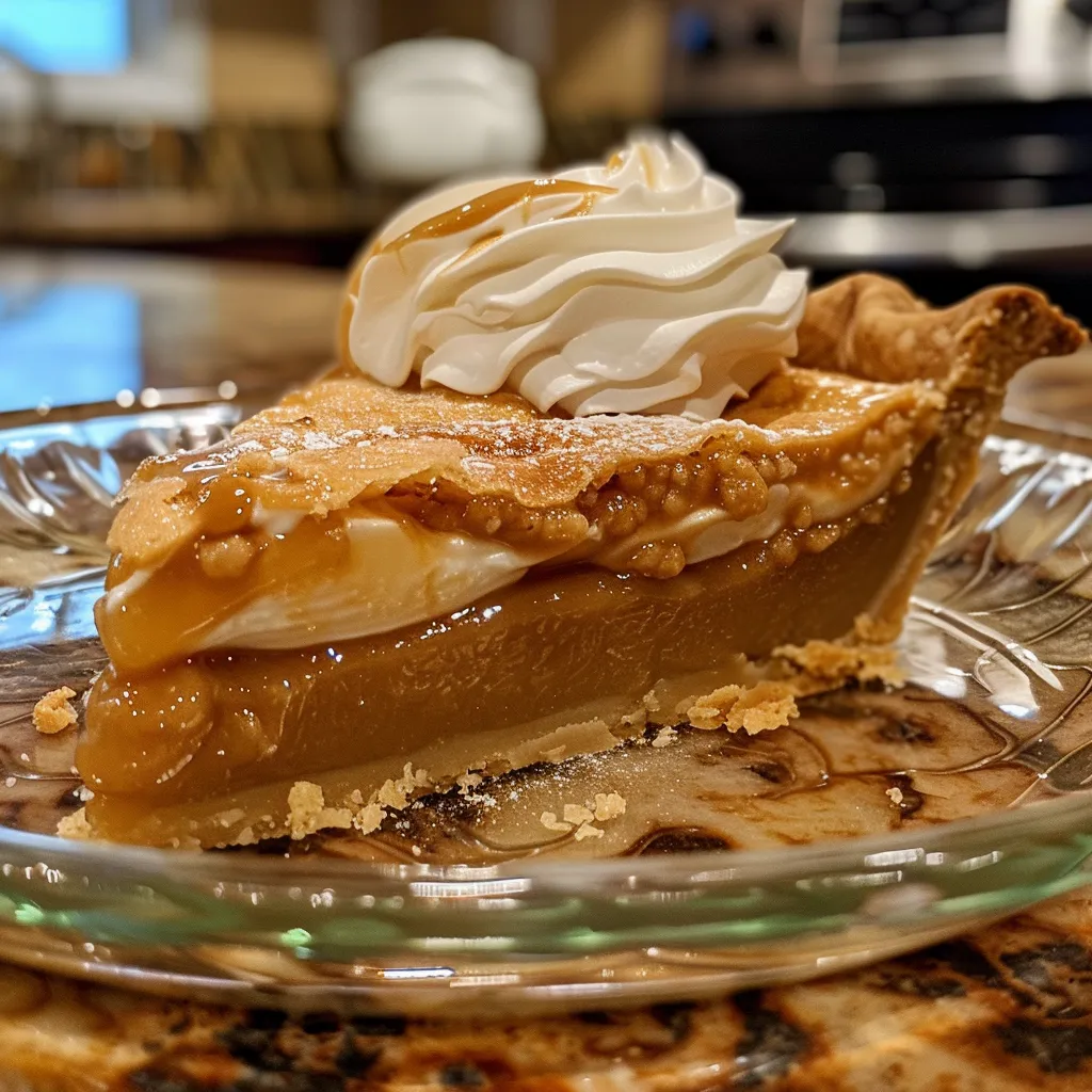 A deliciously plated slice of Butterscotch Pie, highlighting its smooth texture and inviting appearance.