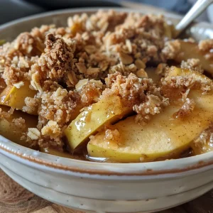 Delicious Classic Apple Crumble showing apple slices and crumbly topping.
