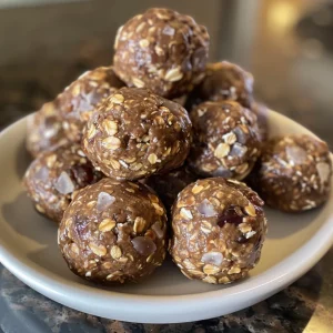 Side view of freshly made Date Energy Balls arranged neatly.