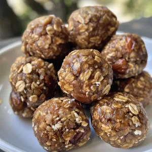 A detailed shot of Date Nuts Energy Balls, featuring a mix of nuts and oats, with a rustic ambiance.