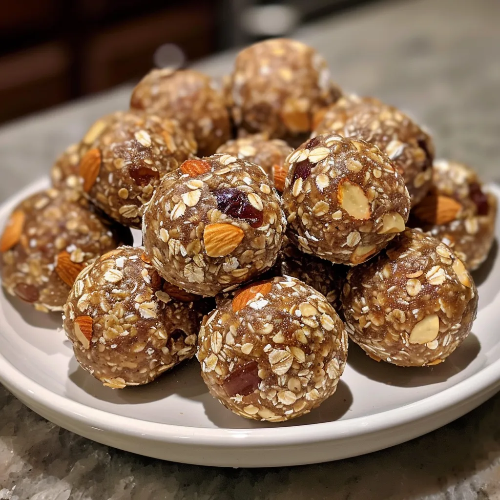 Juicy Date Nuts Energy Balls arranged on a plate, emphasizing their natural ingredients and vibrant colors.