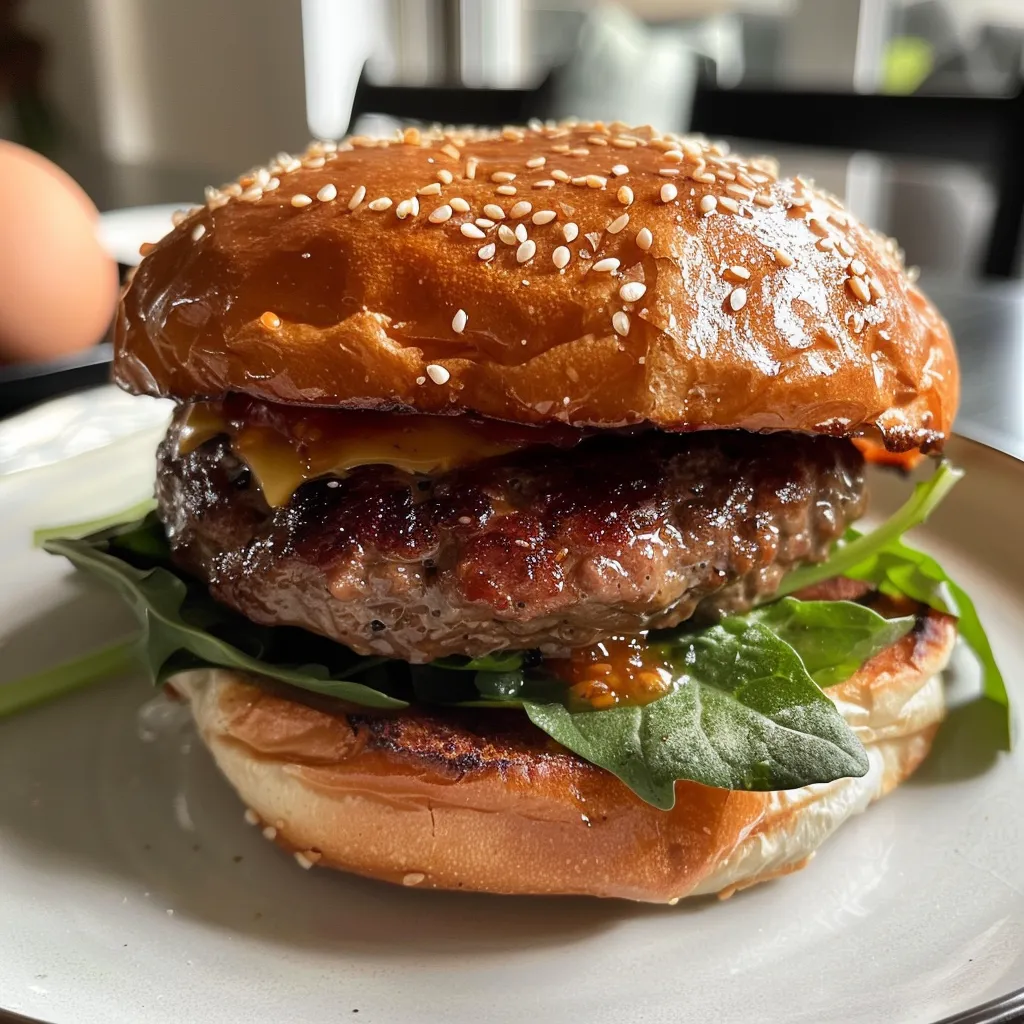 Juicy and delicious hamburger buns with a shiny surface, ready to be filled, taken with an iPhone 15 Pro.