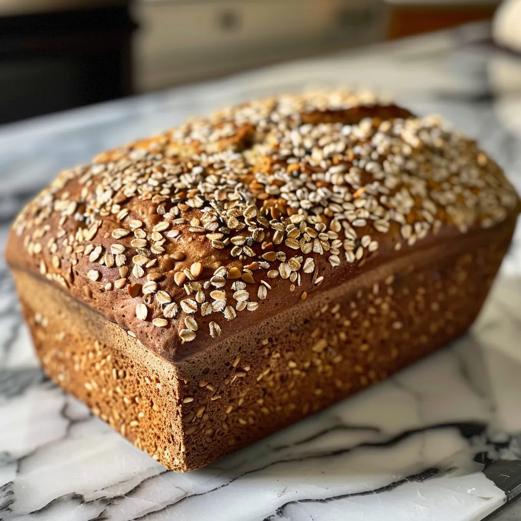 Detailed image of a slice of multigrain bread with a mix of grains and a soft interior.