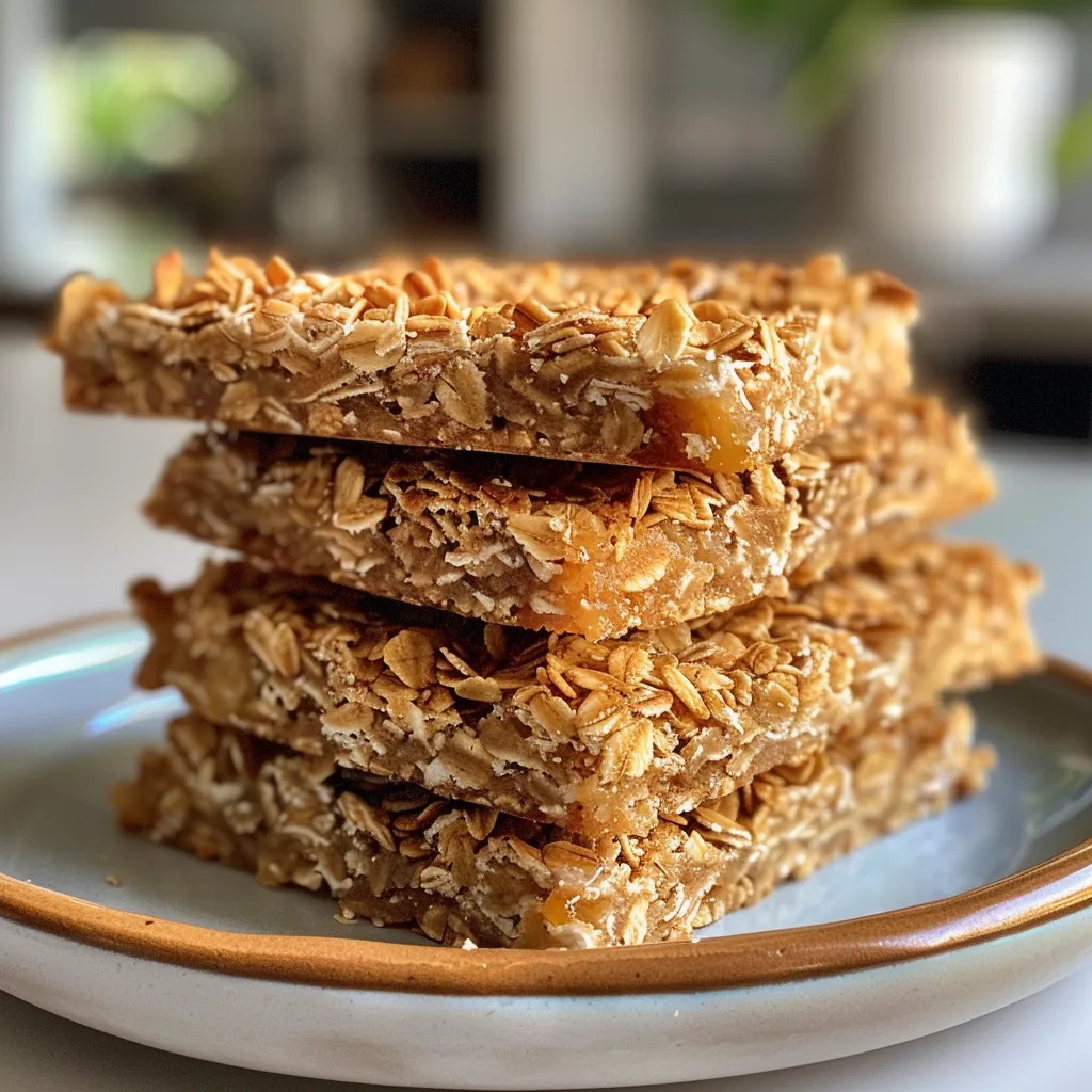 Juicy Honey Coconut Oat Bars displayed in a rustic setting, highlighting their chewy texture.