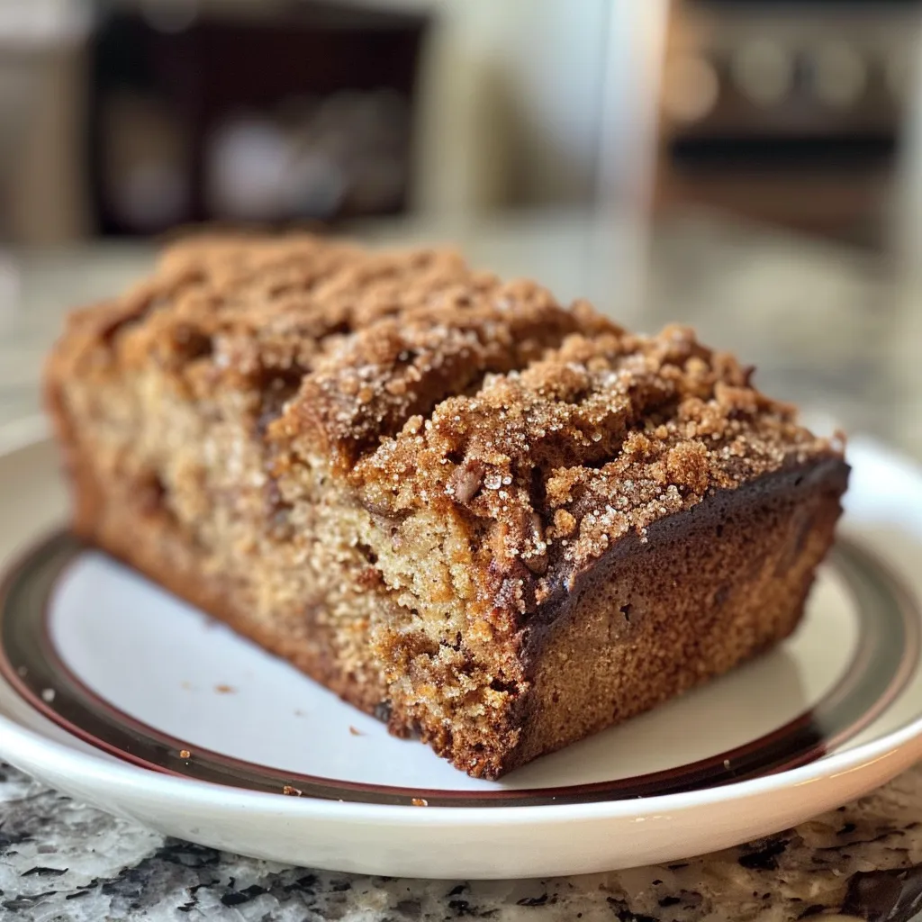 Detailed view of Maple Cinnamon Crunch Bread highlighting the ingredients and crispy topping.