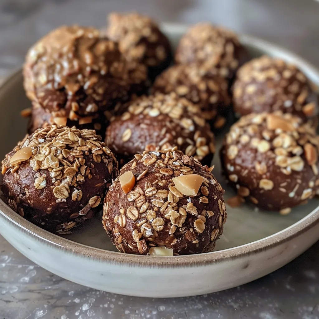 Textured No Bake Fudge Balls arranged attractively, highlighting their chocolate and nut ingredients.
