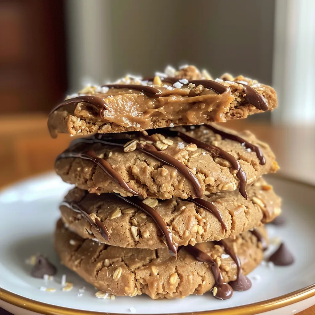 Juicy, golden-brown peanut butter protein cookies displayed on a clean surface.