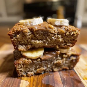 Juicy protein banana bread slice on a wooden cutting board, highlighting its rich banana color.