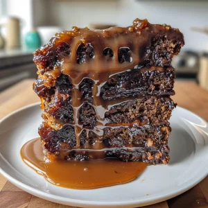 A beautifully presented Sticky Toffee Pudding Layer Cake with glossy icing and layers visible.