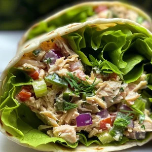 Close-up of a juicy tuna wrap showcasing fresh ingredients.