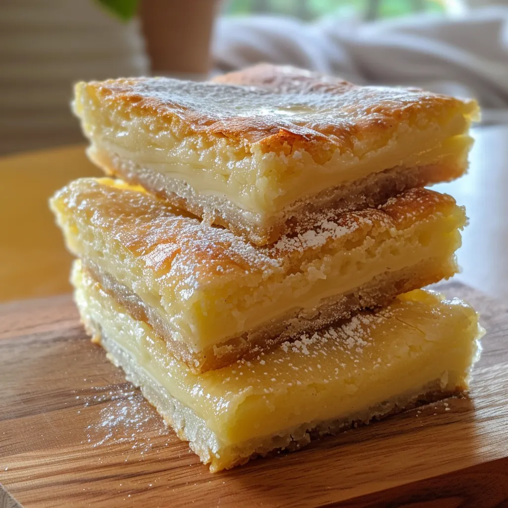 Detailed image of Vanilla Custard Cream Squares with custard filling and a buttery crust.