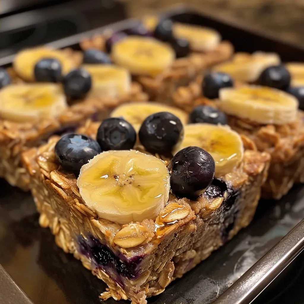 Close-up of blueberry banana oatmeal cups, golden brown on top.
