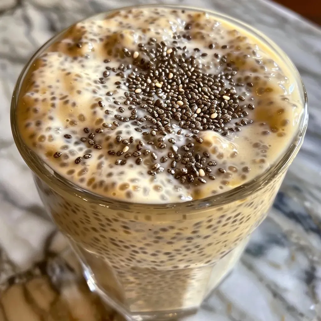 ['Side view of Vanilla Coconut Milk Chia Pudding in a clear glass bowl.', 'Close-up of creamy Vanilla Coconut Milk Chia Pudding topped with a spoon.', 'Layered Vanilla Coconut Milk Chia Pudding displayed in a transparent dish.', 'Appetizing Vanilla Coconut Milk Chia Pudding with a smooth texture.']