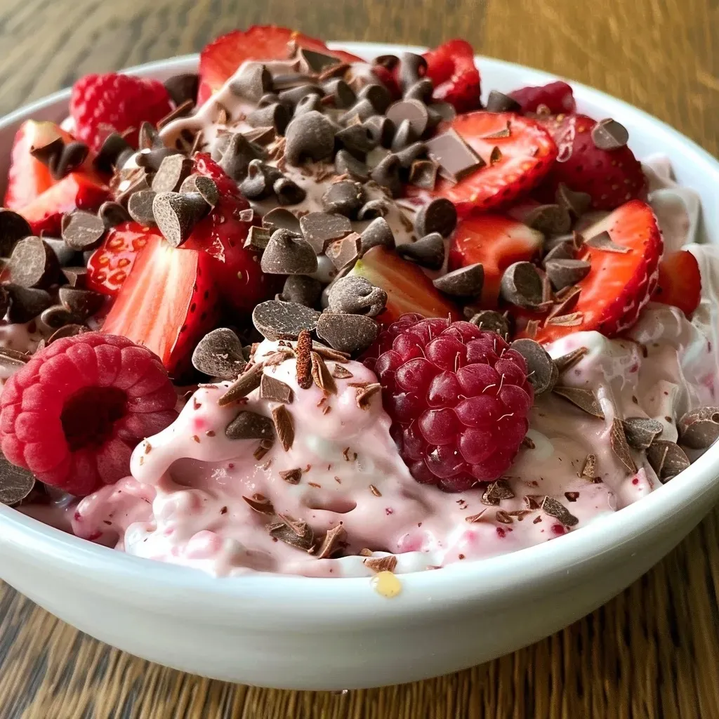 ['Close-up of chocolate-covered strawberry yogurt clusters with a glossy finish.', 'Side view of yogurt clusters featuring pieces of strawberries and a chocolate coating.', 'Detail shot of chocolate strawberry yogurt clusters, highlighting their creamy texture.', 'Artistic view of yogurt and berry clusters coated in chocolate, emphasizing freshness.']