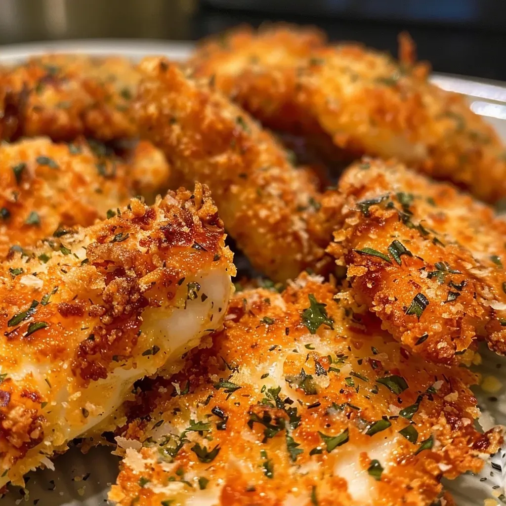 ['Close-up view of juicy, crispy ranch chicken cooked in an air fryer.', 'Side angle shot of perfectly cooked air fryer ranch chicken with a golden crust.', 'Detailed image showing a serving of crispy ranch chicken breast with herbs.', 'Tender and crunchy air fryer chicken with a ranch seasoning coating.']