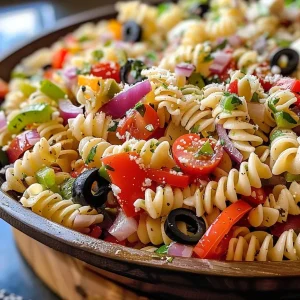 ['A close-up view of a vibrant Italian pasta salad featuring colorful vegetables and sliced salami.', 'A side view of a delicious Italian pasta salad with diced peppers, olives, and mozzarella cheese.', 'A detailed look at a bowl of Italian pasta salad showcasing cherry tomatoes and creamy dressing.', 'Close-up of an Italian pasta salad filled with various ingredients including pasta, vegetables, and cheese.']