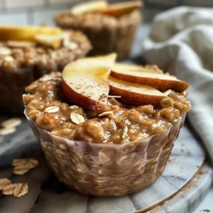 ['Close-up view of delicious Cinnamon Pear Baked Oatmeal Cups, showcasing a moist texture.', 'Side view photo of baked oatmeal cups featuring cinnamon and pear, highlighting their golden edges.', 'Detailed image of gluten-free oatmeal cups, garnished with pear, emphasizing their inviting appearance.', 'Close-up of Cinnamon Pear Baked Oatmeal Cups, showcasing a soft interior and pear pieces.']