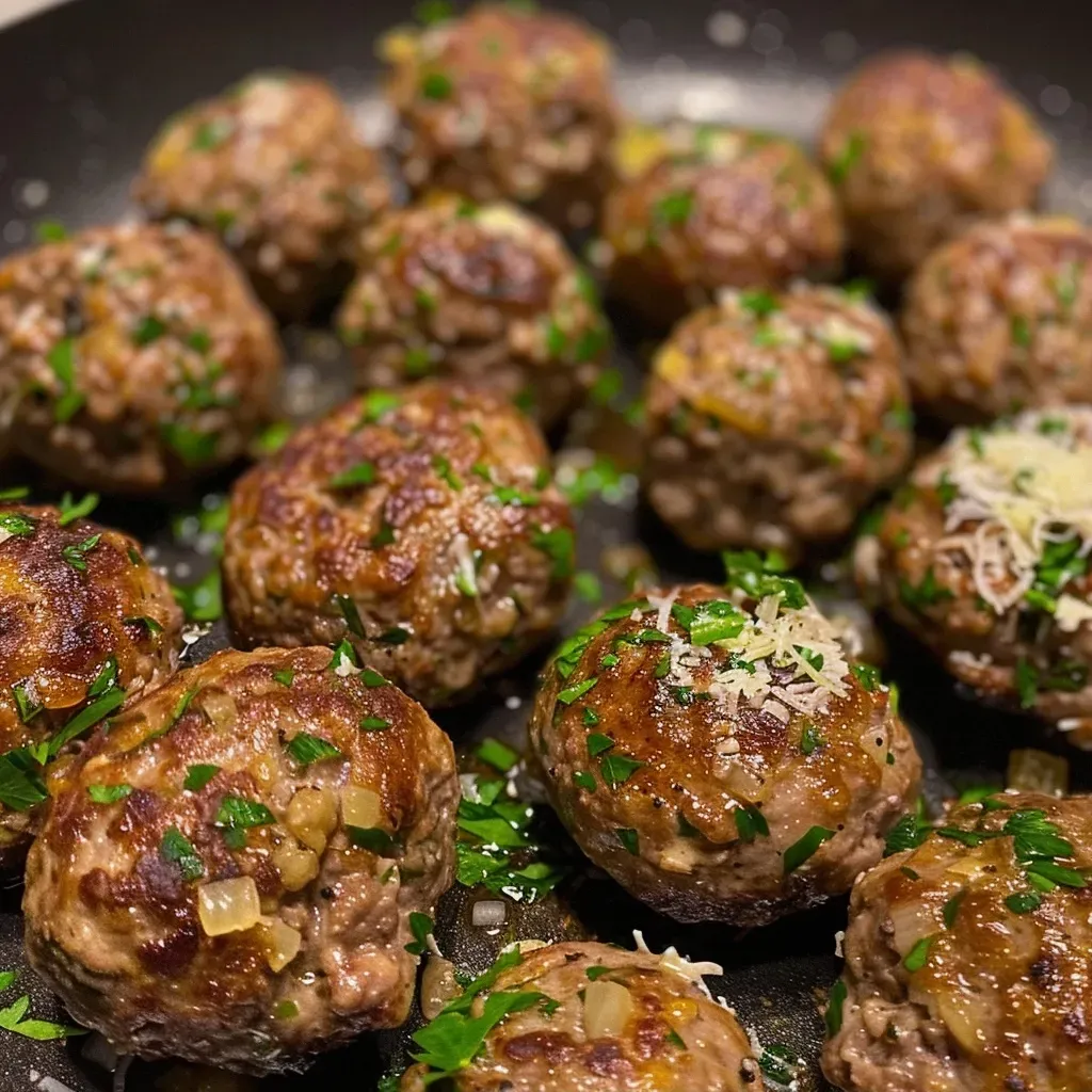 ['Juicy ground beef meatballs arranged on a white plate, garnished with herbs.', 'A close-up view of succulent meatballs made from ground beef, showcasing texture and color.', 'Golden-brown meatballs on a rustic wooden table, highlighting their appetizing appearance.', 'A side view of flavorful ground beef meatballs, capturing their juicy essence and savory herbs.']
