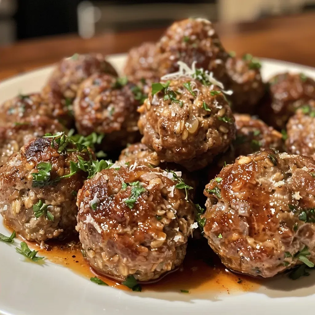['Juicy ground beef meatballs arranged on a white plate, garnished with herbs.', 'A close-up view of succulent meatballs made from ground beef, showcasing texture and color.', 'Golden-brown meatballs on a rustic wooden table, highlighting their appetizing appearance.', 'A side view of flavorful ground beef meatballs, capturing their juicy essence and savory herbs.']