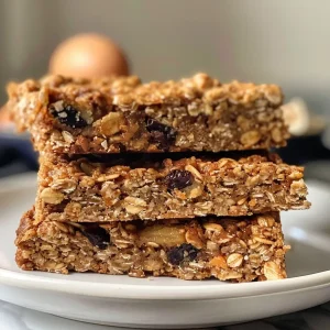 ['Close-up of a slice of healthy oatmeal breakfast bar with visible oats and spices.', 'Side view of a delicious oatmeal breakfast bar, highlighting its chewy texture and ingredients.', 'Juicy oatmeal breakfast bar on a plate, showcasing its golden brown color and crumbly surface.', 'Healthy oatmeal breakfast bar, featuring whole grains and a sprinkle of cinnamon on top.']