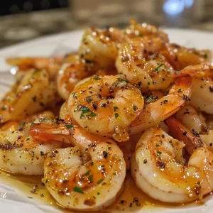 ['Close-up of succulent Low FODMAP Maple Dijon Shrimp on a plate.', 'Juicy shrimp glazed with maple Dijon sauce, presented side view.', 'Freshly cooked shrimp in a glossy maple Dijon dressing.', 'Delicious low FODMAP shrimp dish, highlighting its sauce and texture.']