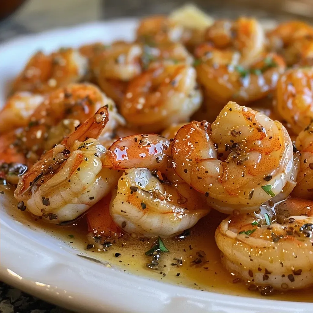 ['Close-up of succulent Low FODMAP Maple Dijon Shrimp on a plate.', 'Juicy shrimp glazed with maple Dijon sauce, presented side view.', 'Freshly cooked shrimp in a glossy maple Dijon dressing.', 'Delicious low FODMAP shrimp dish, highlighting its sauce and texture.']