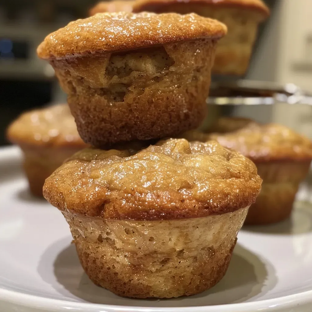 ['Side view of warm, golden-brown Maple Banana Muffins on a rustic wooden table.', 'Close-up shot showcasing the moist texture of Maple Banana Muffins with a glossy maple glaze.', 'A delicious array of Maple Banana Muffins, highlighting their fluffy top and enticing golden crust.', 'Detailed view of freshly baked Maple Banana Muffins, boasting a rich banana and maple flavor.']