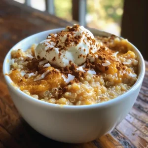 ['Close-up of creamy pumpkin spice breakfast rice pudding in a bowl.', 'Side view of a delicious pumpkin spice rice pudding with a sprinkle of spices.', 'A bowl of pumpkin spice breakfast rice pudding with a smooth texture.', 'Rich pumpkin spice rice pudding garnished with a dash of cinnamon.']