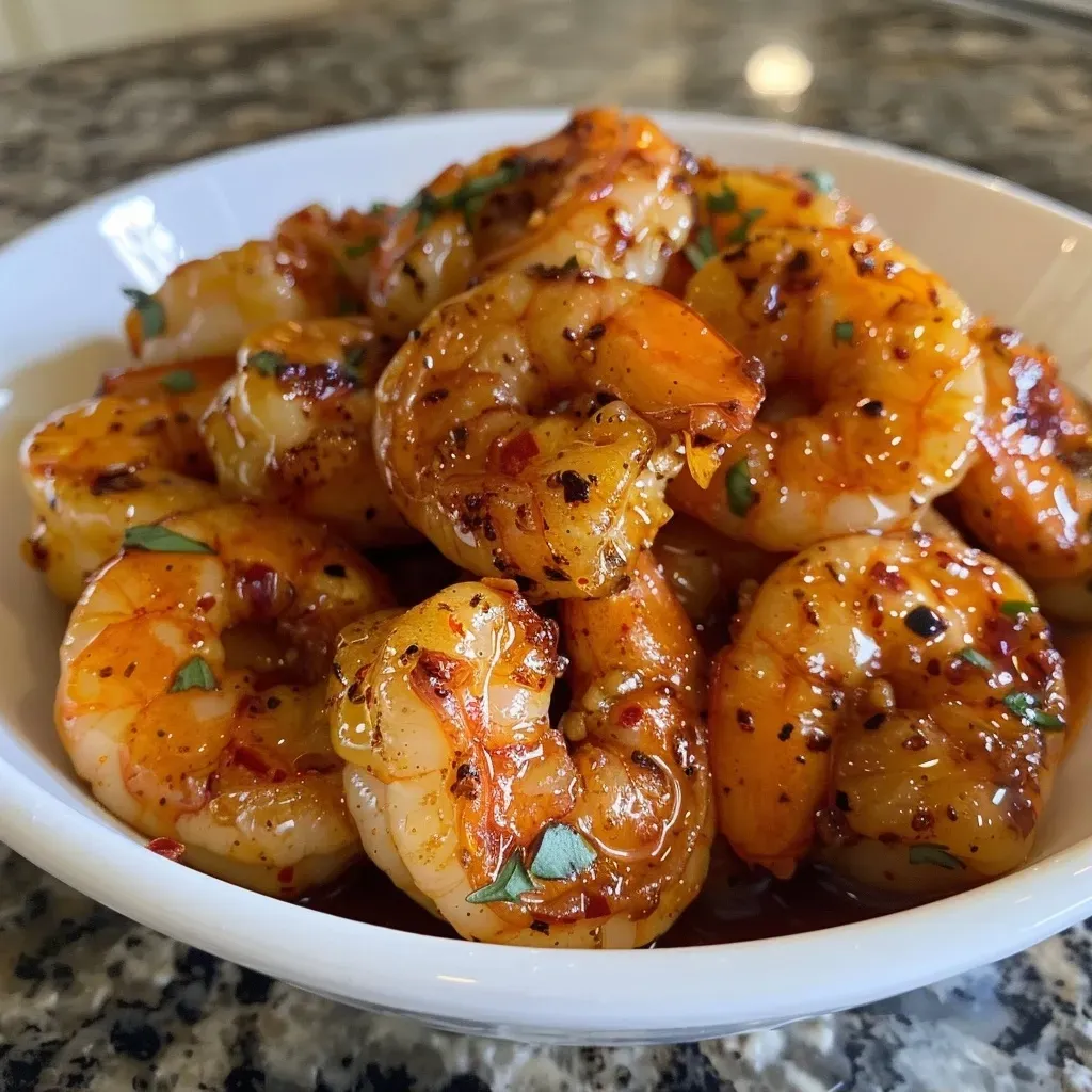 ['Juicy spiced honey shrimp served with creamy sweet potato cauliflower mash in a close-up shot.', 'A side view of flavorful shrimp glazed in honey next to a vibrant orange mash on a plate.', 'Close-up of shrimp coated in spices with a side of smooth sweet potato cauliflower blend.', 'Detailed view of tender shrimp topped with honey glaze beside a colorful sweet potato and cauliflower mash.']