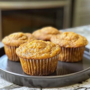 Side view of golden brown Sweet Potato Muffins with a soft texture.