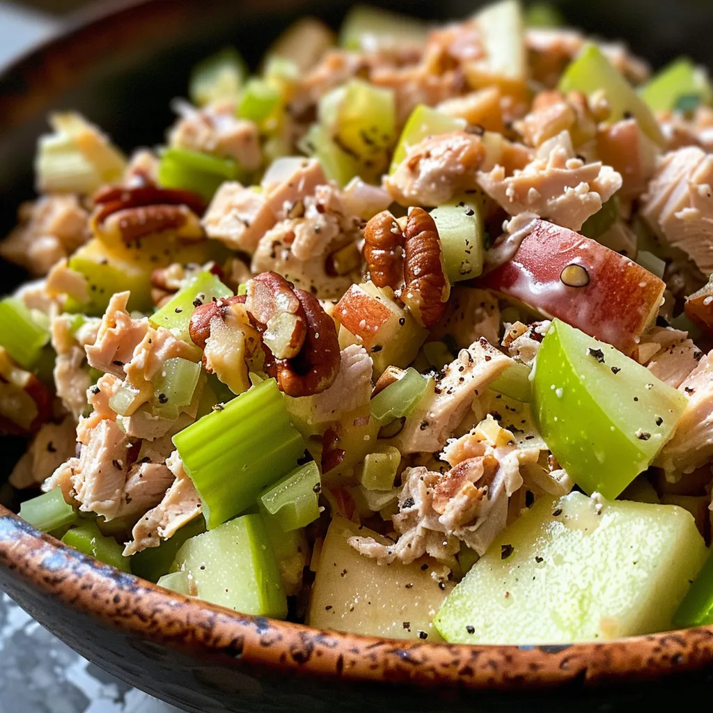 Close-up of a vibrant Healthy Apple Tuna Salad with fresh ingredients.