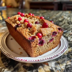 ['Close-up view of a slice of orange cranberry bread with visible cranberries and orange zest.', 'Side profile of freshly baked orange cranberry bread highlighting its golden crust and soft texture.', 'Juicy slice of orange cranberry bread showing moist crumb and vibrant cranberries, captured in natural light.', 'Detailed side view of orange cranberry bread revealing its tender interior and zesty orange flavor.']