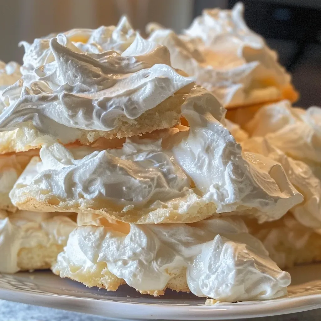 ['Close-up of meringue cookies baked in an air fryer, showcasing a golden-brown crispy exterior.', 'Side view of delicious air fryer meringue cookies, highlighting their light and airy texture.', 'Juicy meringue cookies made in an air fryer, with a smooth surface and a delicate shine.', 'A collection of airy meringue cookies, perfectly browned and arranged on a white plate.']