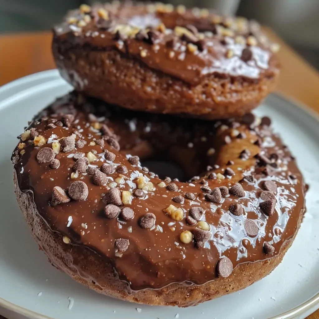 ['Close-up view of juicy Air Fryer Protein Donuts with a golden-brown exterior.', 'Side view of freshly baked protein donuts garnished with chopped nuts and chocolate chips.', 'Delicious Air Fryer Protein Donuts displayed on a plate, highlighting their soft texture.', 'Appetizing photo of protein donuts with a sprinkle of cinnamon and almond flour coating.']