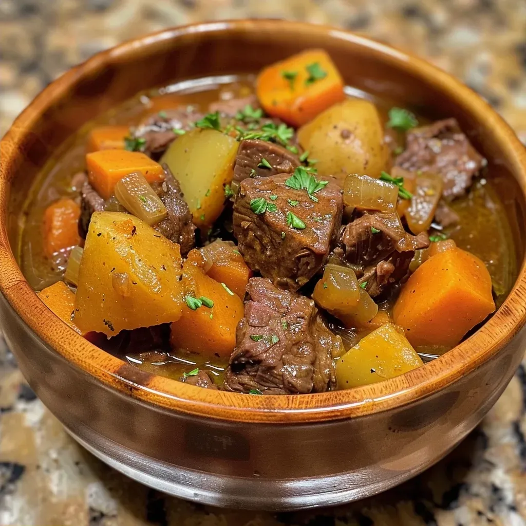 ['Close-up view of a hearty beef pumpkin stew in a bowl, showcasing chunks of beef, potatoes, and pumpkin.', 'Side view of a steaming bowl of beef pumpkin stew filled with vegetables and tender meat.', 'A delicious beef pumpkin stew featuring rich colors and textures, served in a rustic dish.', 'Appetizing close-up of beef pumpkin stew with visible beef chunks, orange pumpkin puree, and carrots.']