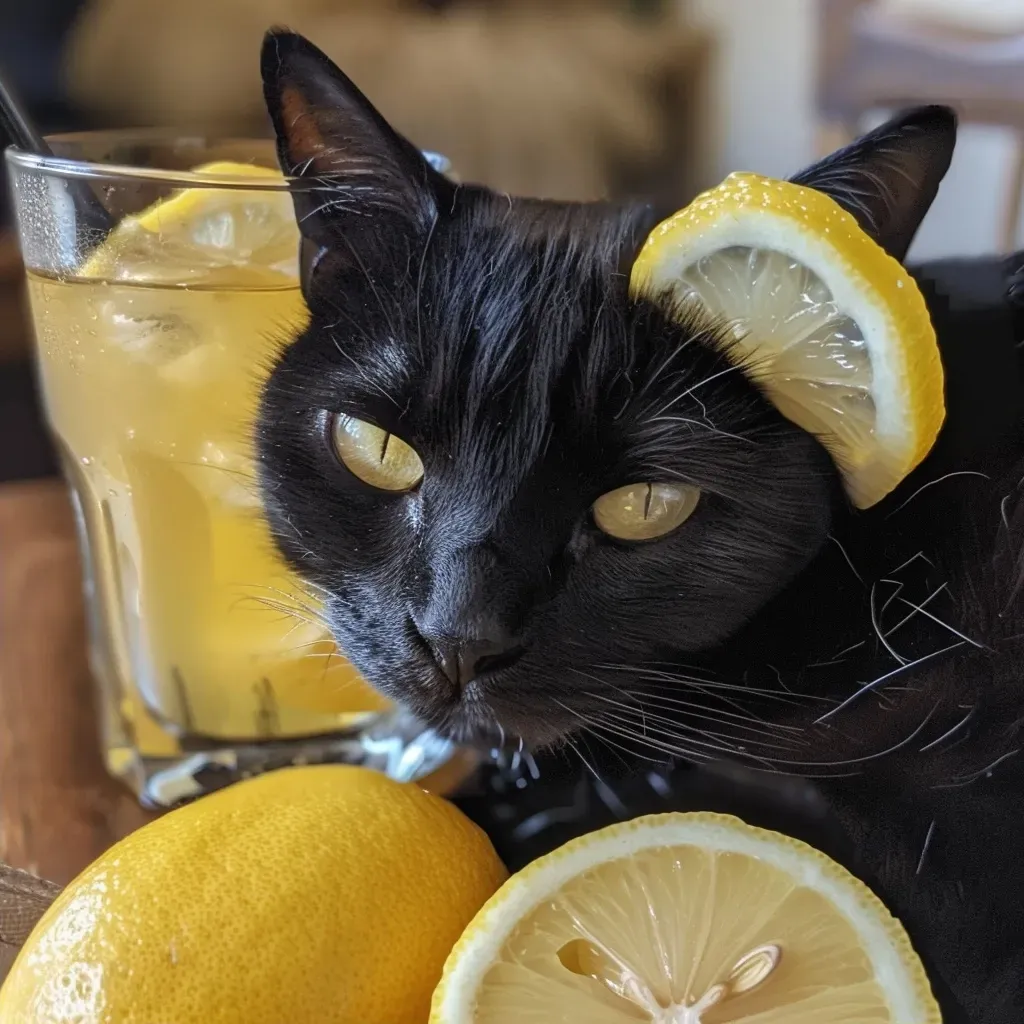 ['Close-up of a glass filled with Black Cat Lemonade, showcasing its vibrant yellow color and condensation on the surface.', 